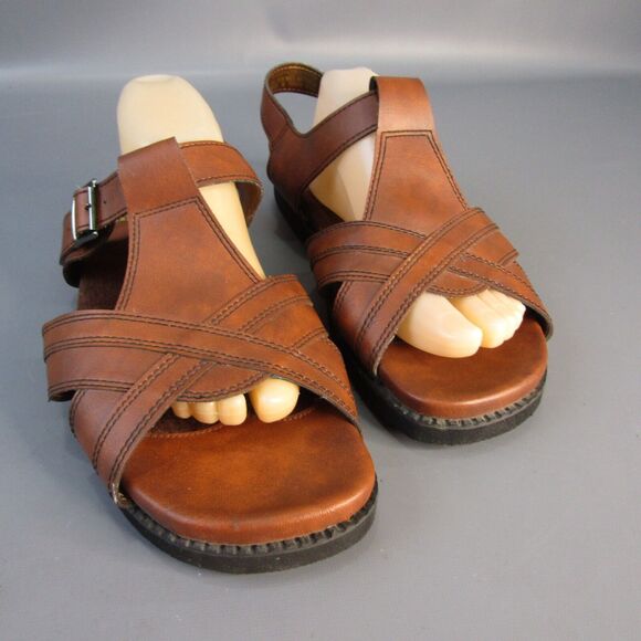 Vintage Kinsman Faux Leather Sandals Men's Size 11 Buckle Strap Open Toe Shoes - Picture 2 of 8